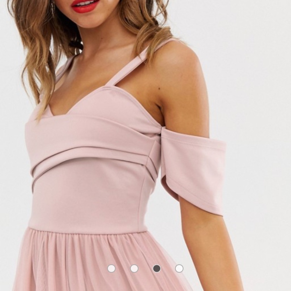 ASOS scuba top cold shoulder tulle dress Small - Picture 2 of 9